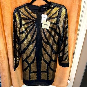 ASOS Black & Gold Sequined Dress